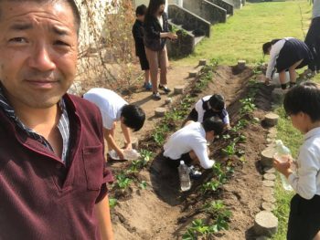 苺の栽培を通じて、心を育てる。　　大野島小学校3年生のあまおう栽培体験授業。あまおう産直農家物語